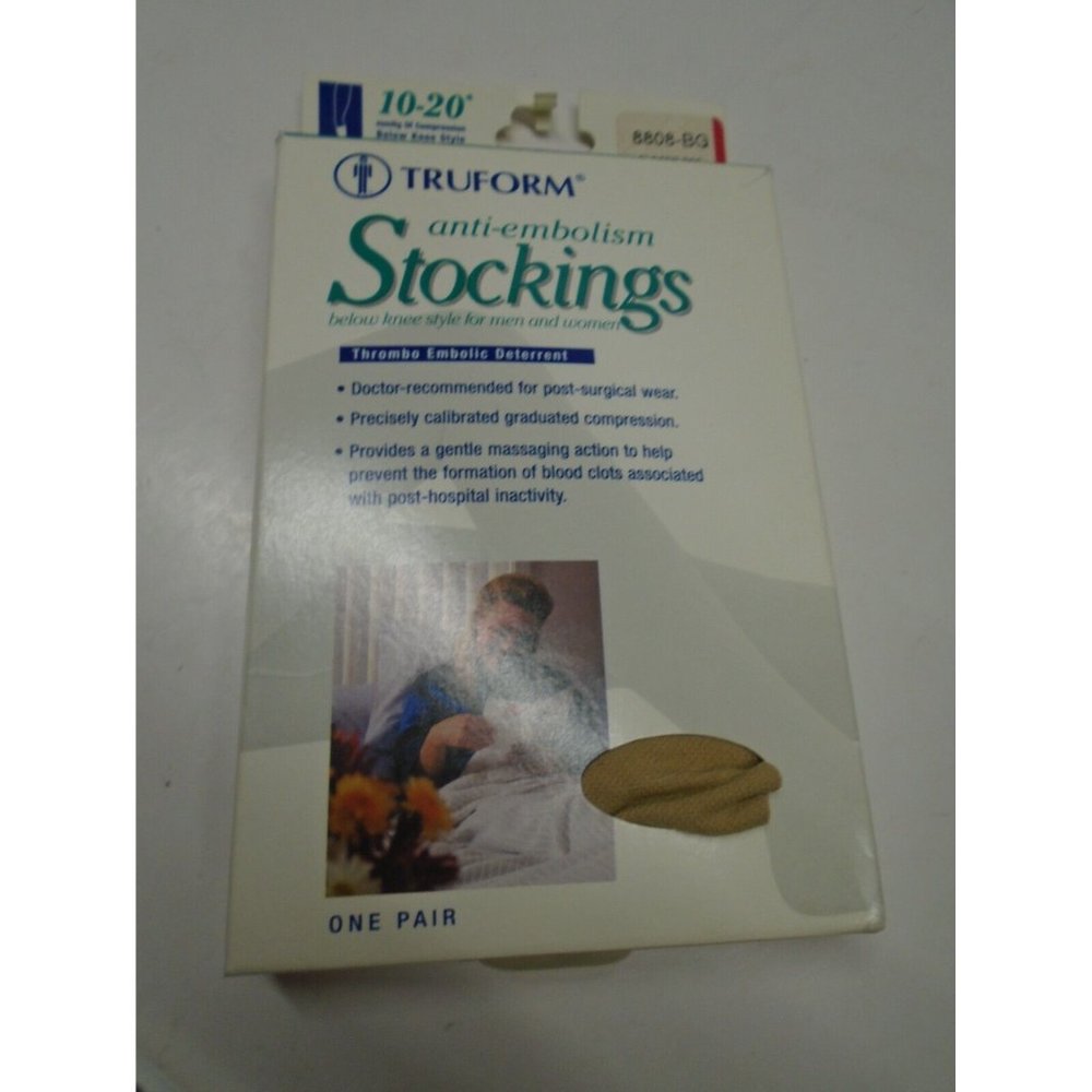 Truform 8808-BG XL Beige Anti-Embolism Compression Stockings Below Knee NEW
